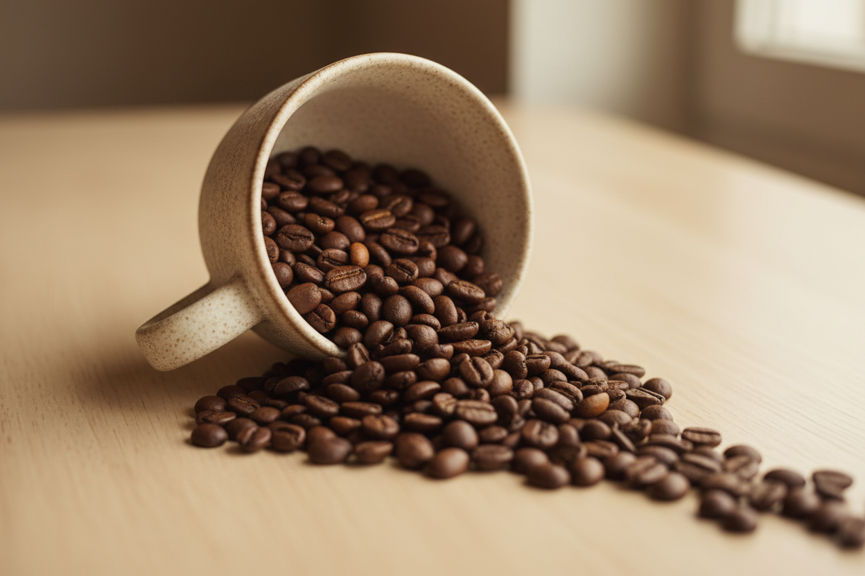 Coffee beans in a cup